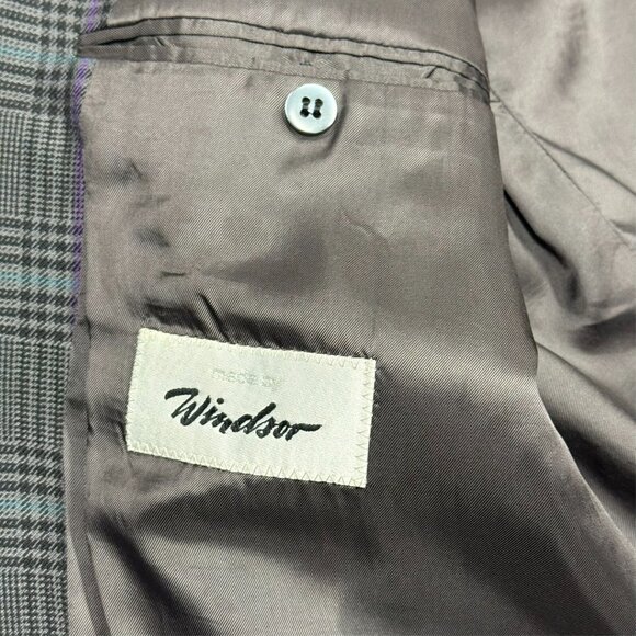 Vintage Windsor 100% Cashmere Blazer Glen Check Sport Coat Brown 42R - Picture 9 of 12
